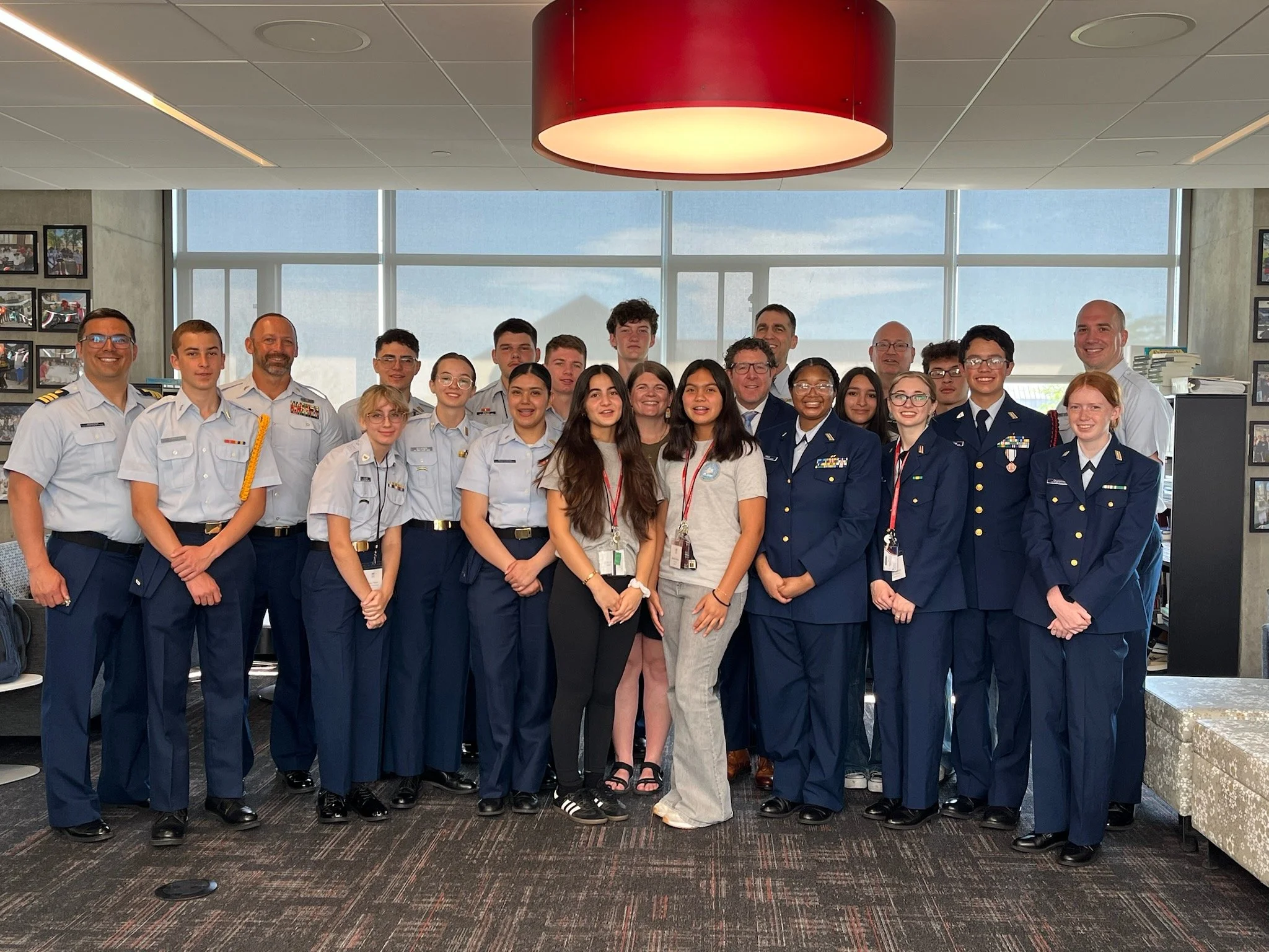 Team photo including Mast Academy, Saraland High School, and Kodiak High School CGJROTCs.