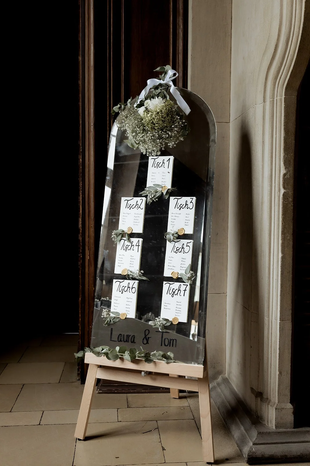 Tischplan bei einer Hochzeit im Schloss Kartzow