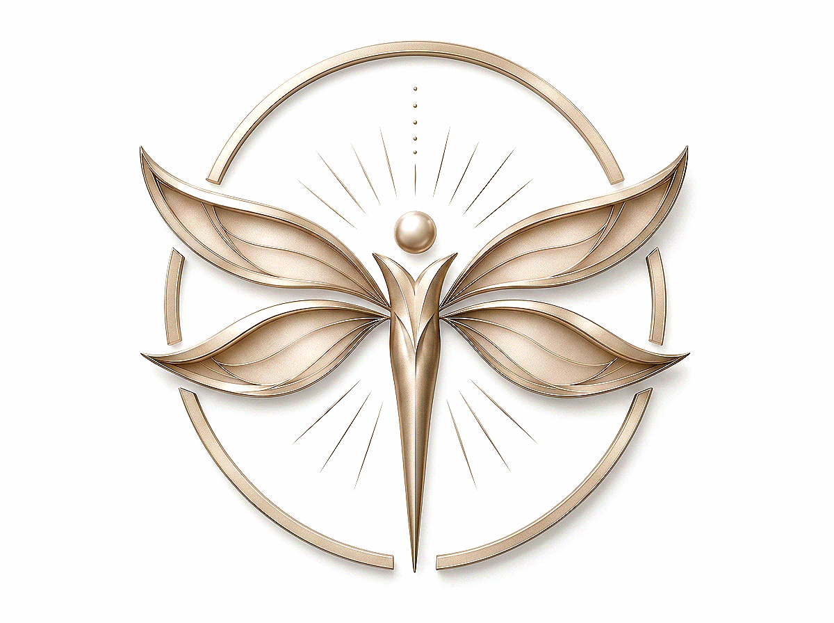 A decorative wall clock featuring a stylized butterfly with metallic, rose gold-colored wings and body, surrounded by a circular frame with partial gaps.