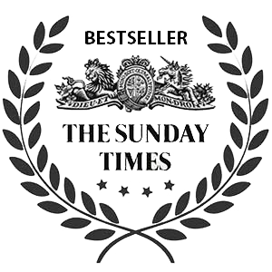 The emblem of The Sunday Times, featuring laurel wreath, a lion, a shield with heraldic symbols, and the words 'Bestseller' and 'The Sunday Times'