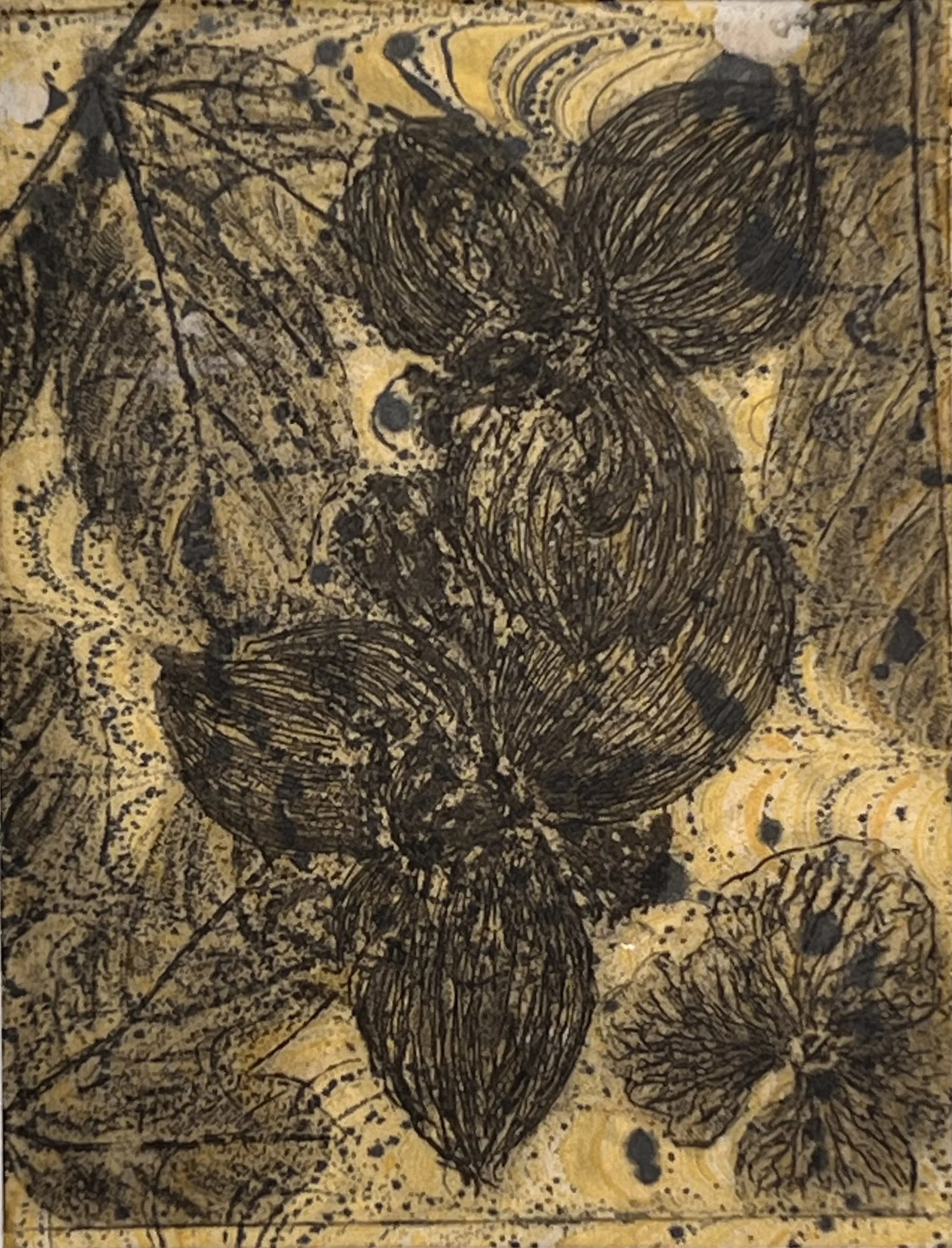 Vernis mou imprimé sur papier marbré
Chaque exemplaire est unique