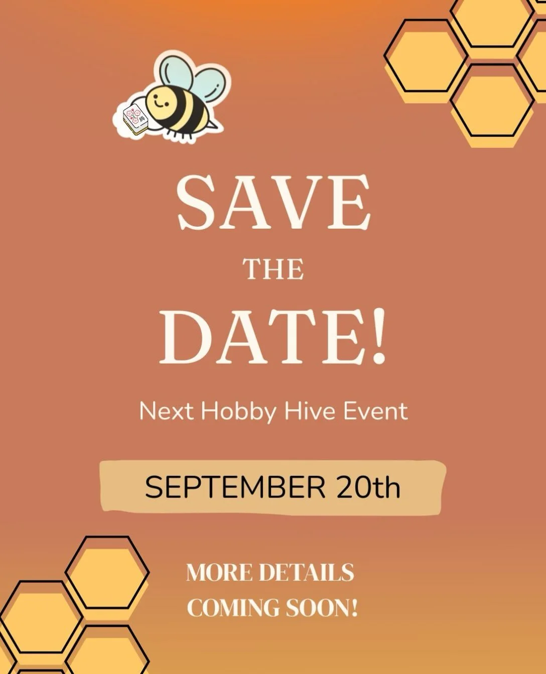 Are you ready for our next event?! 🤩

More details coming this week so keep an eye out 👀 for more details and the chance to signup! 🐝 

Drop your guess below!! 👇🏼 

#StayTunedForMore #NextHobbyEvent #HobbyHiveClub #ComeCuriousLeaveConnected #StL