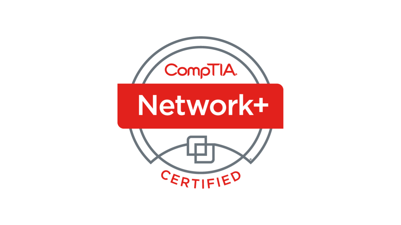CompTIA Network+ Certified badge logo with red and gray design.