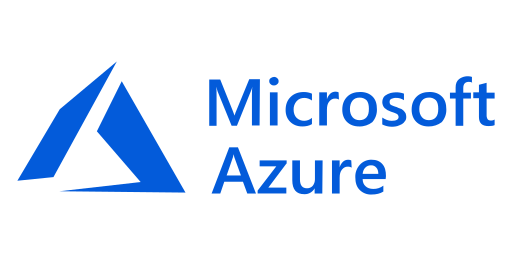 Microsoft Azure logo with a blue triangle and the text 'Microsoft Azure' in blue.