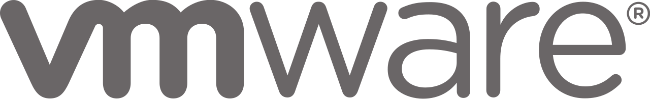 Close-up of the VMware logo in grayscale.