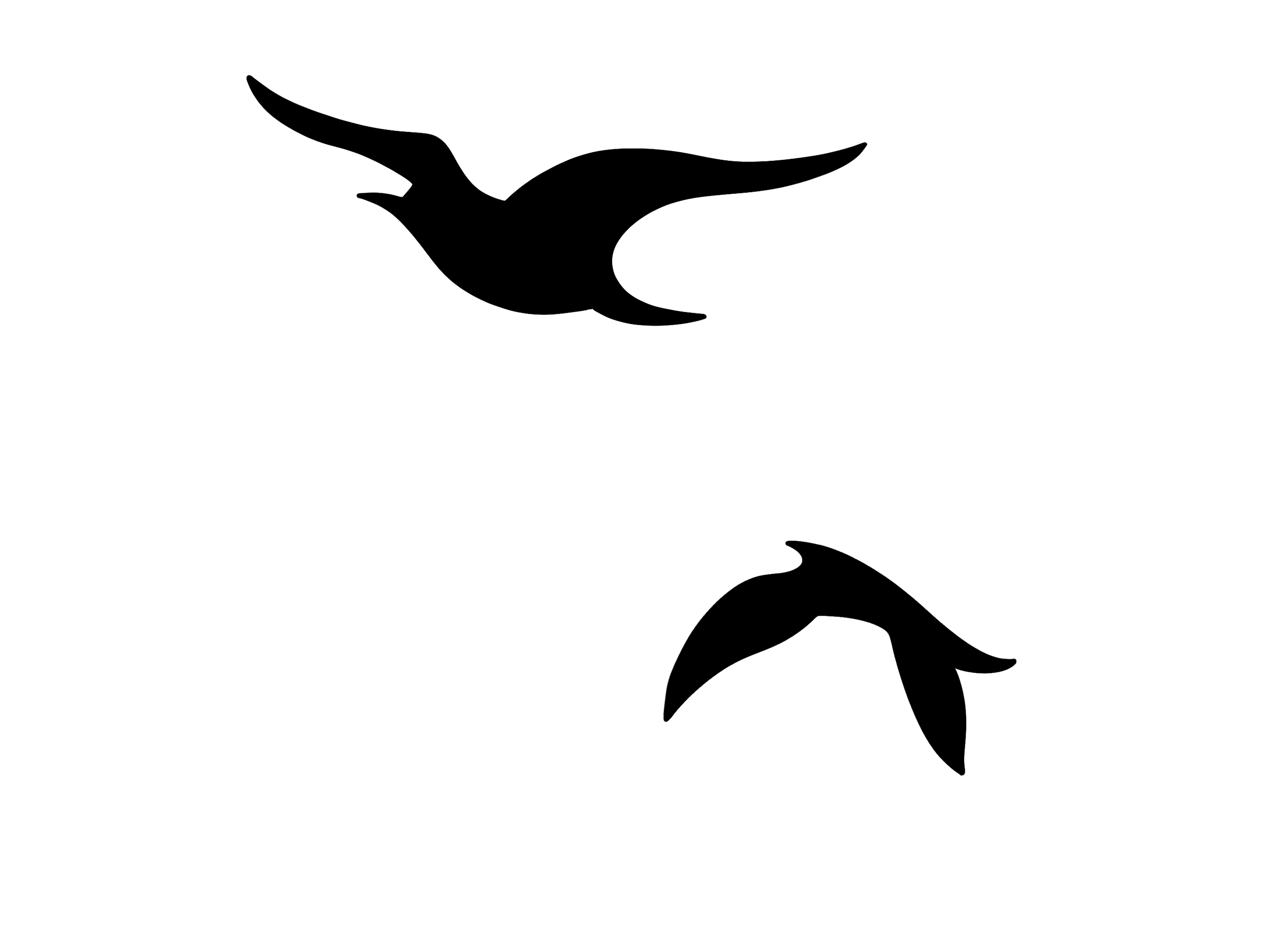 A line drawing of a bird with its beak open, facing to the right.