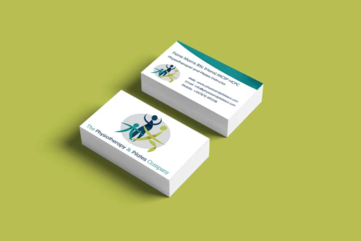 Stack of business cards for The Physiotherapy & Pilates Company