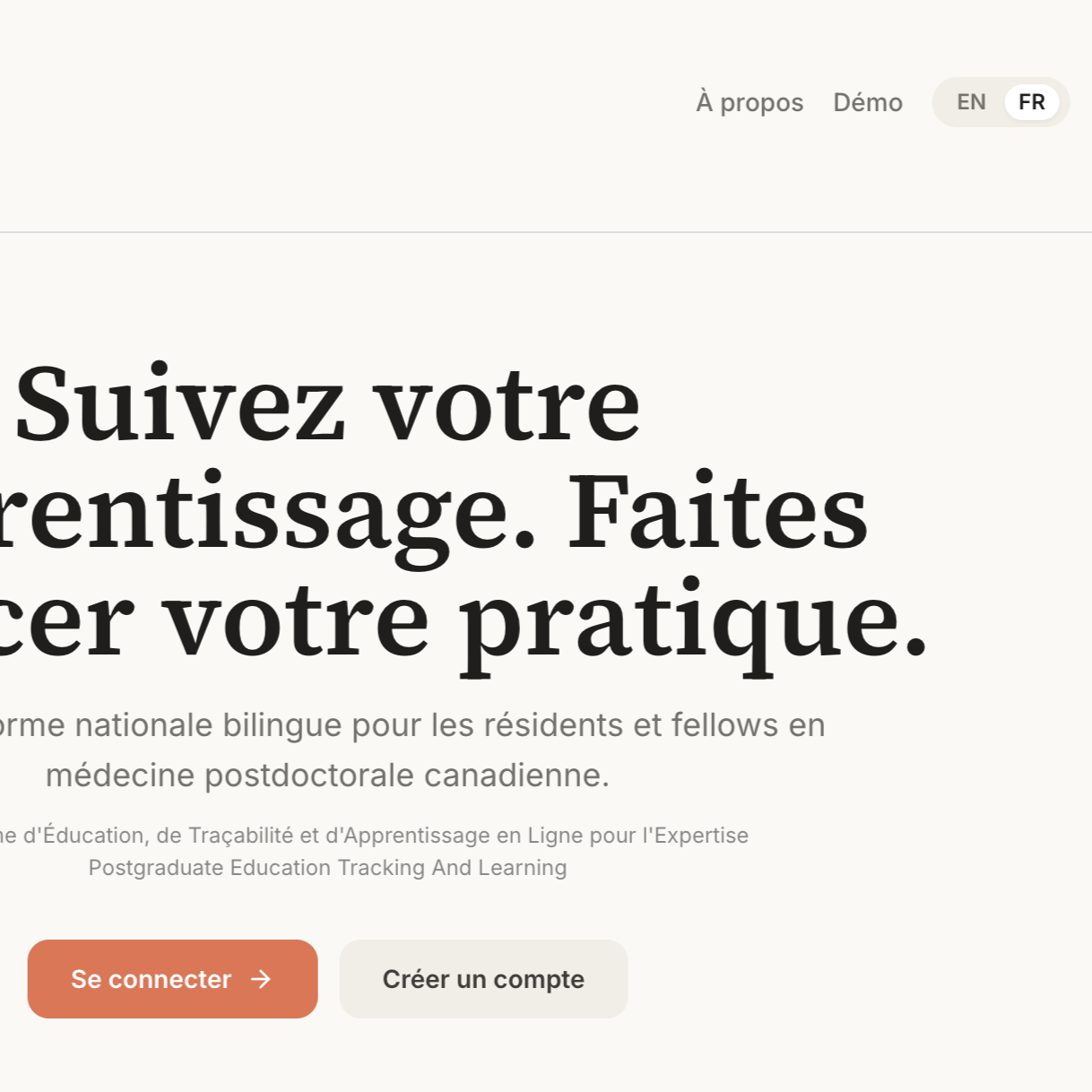 PETALE sign-in page in French