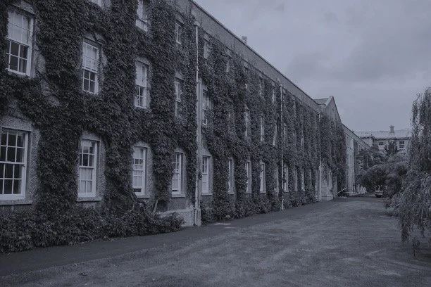 Ivy-covered brick building