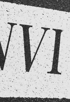 Close-up of a Roman numeral inscription, showing the letters W VI.