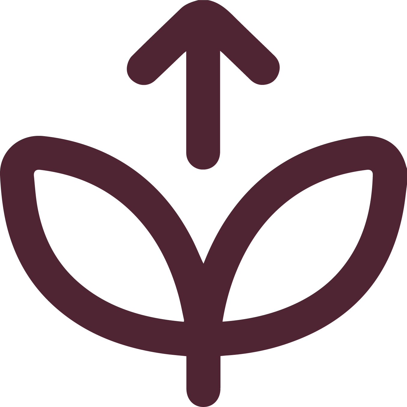 Symbole de plante et une flèche pointant vers le haut.