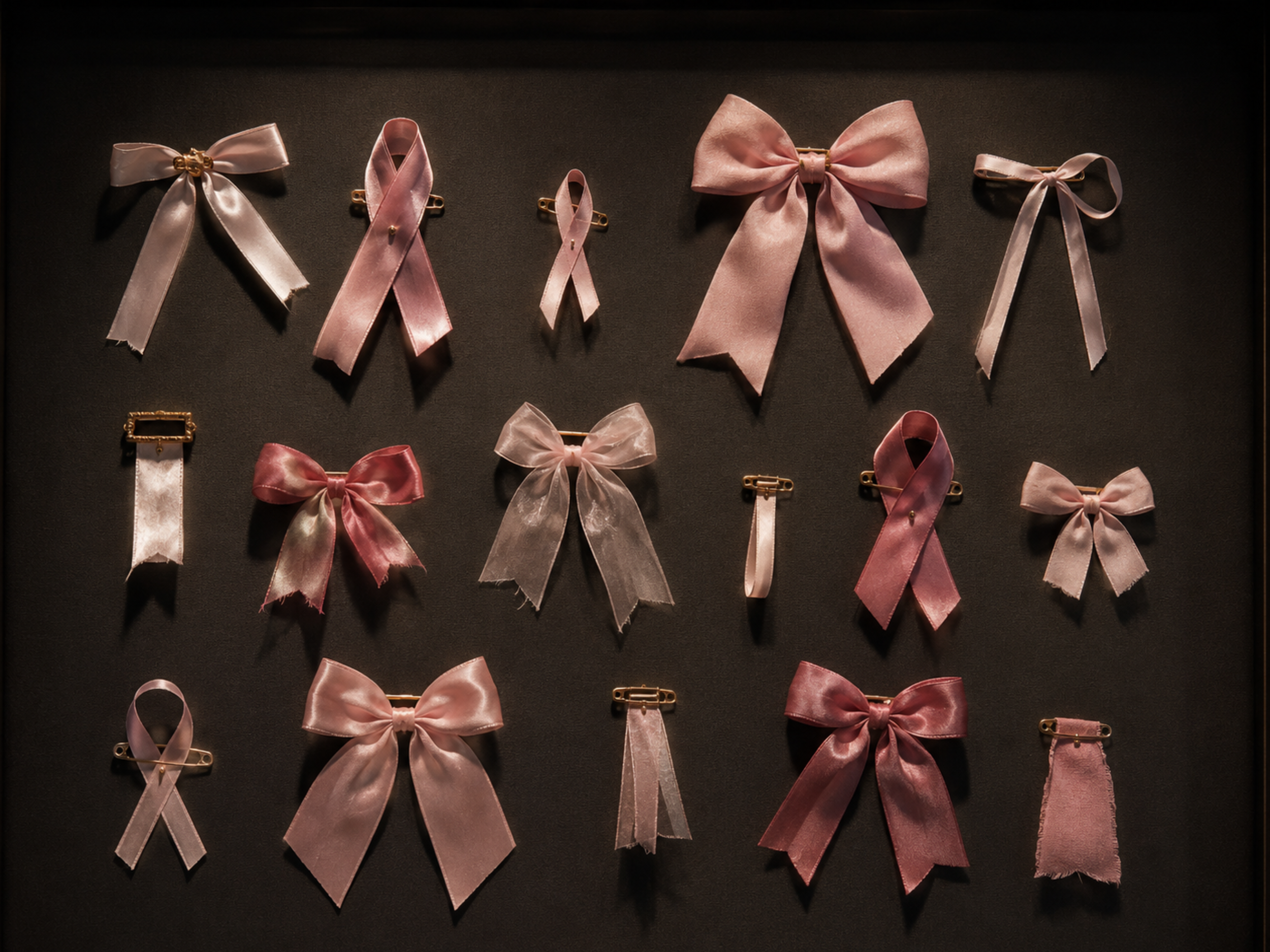 Pink ribbons worn by Tyler Roses supporters.