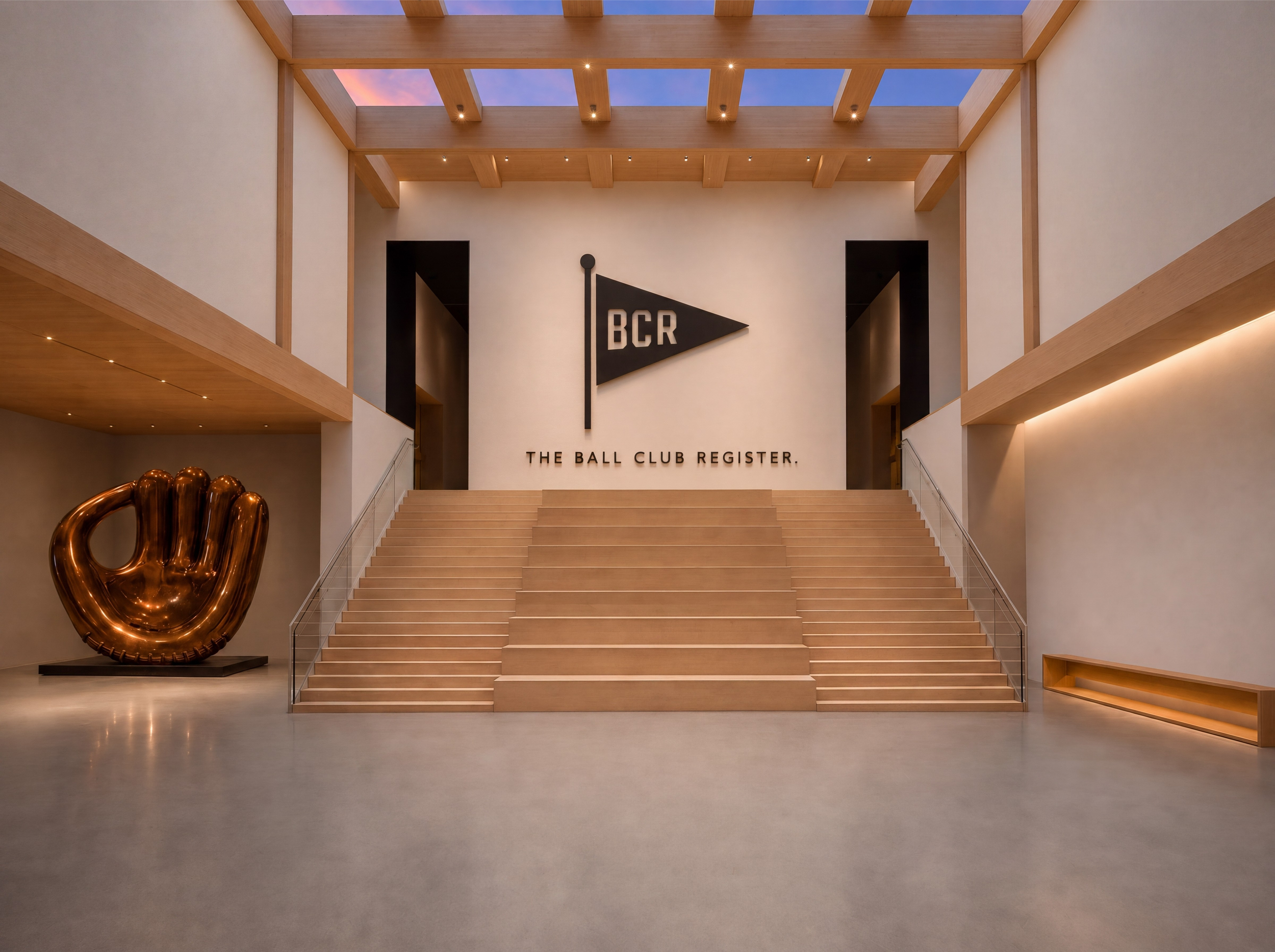 Architectural photograph of the lobby of The Ball Club Register museum.