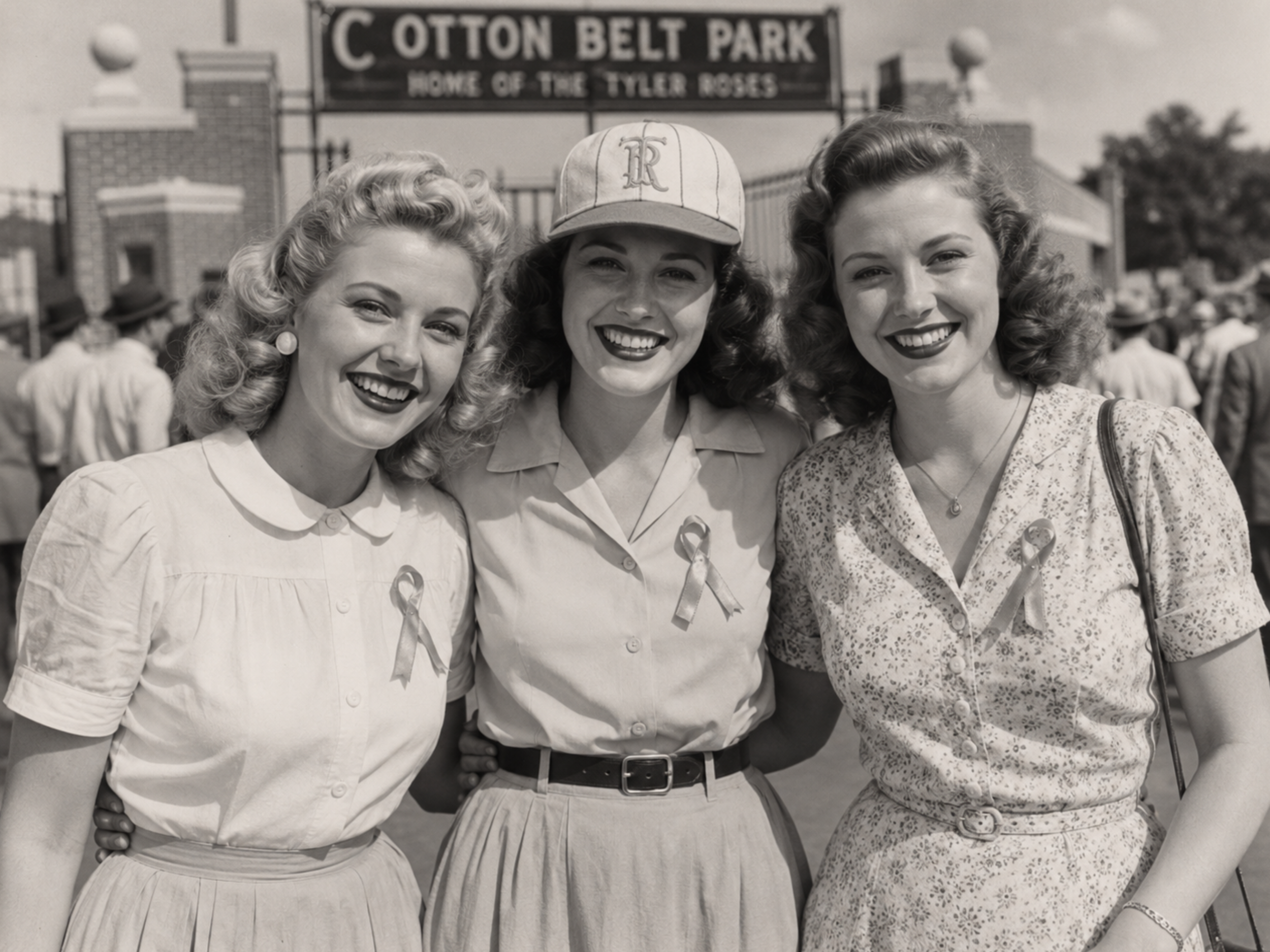 Three Tyler Roses supporters outside Cotton Belt Park.