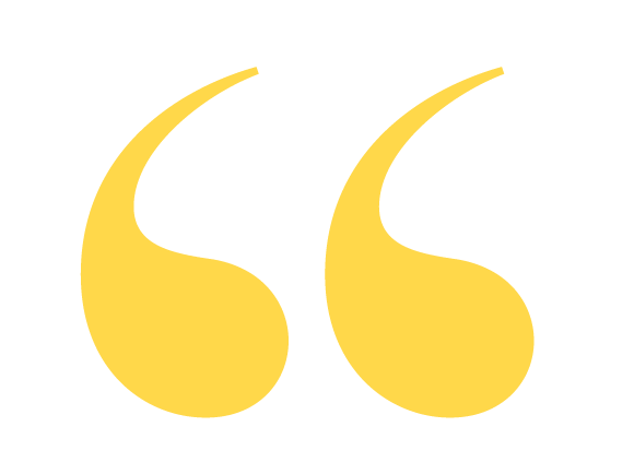 Yellow quotation marks on a white background.