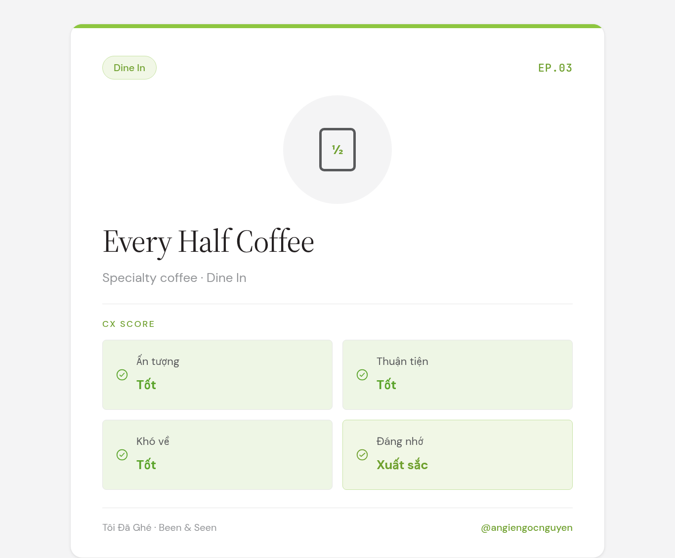CX review for a fine coffee chain - Every Half Coffee