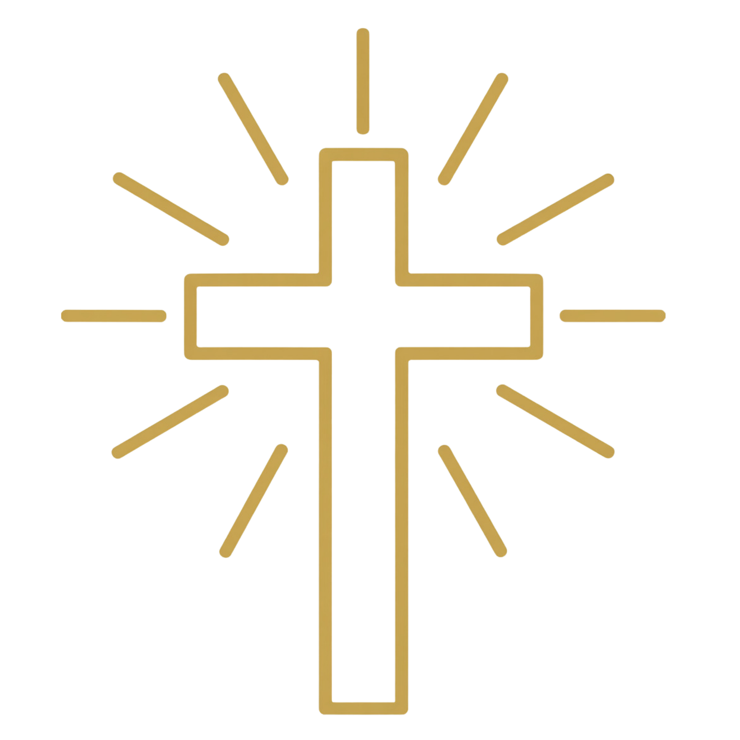 A stylized gold clock with gold lines indicating the hours, minutes, and seconds on a transparent background.