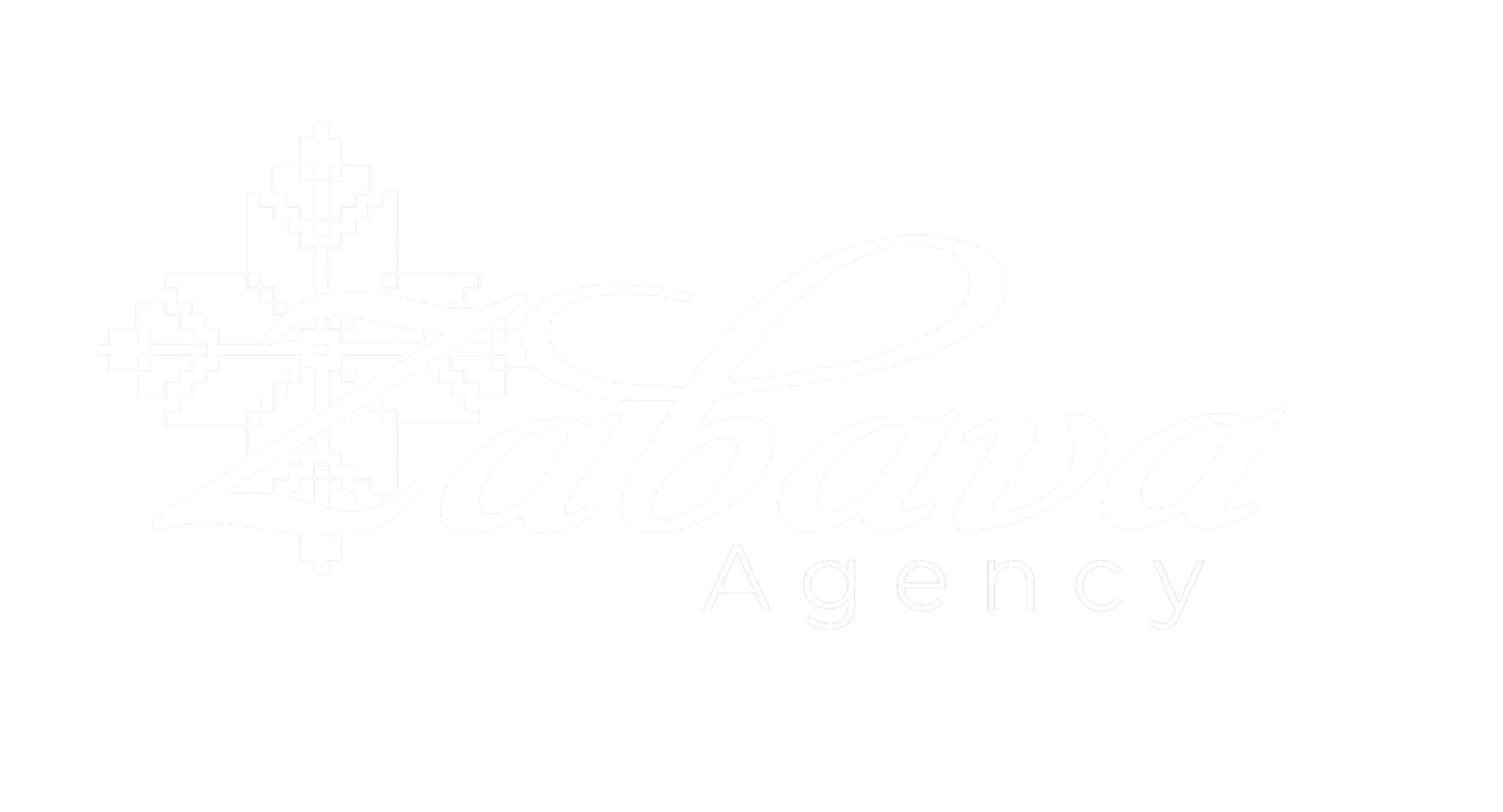 Logo for Zaha Agency featuring a black background, a white intricate snowflake design, and the company name in elegant white script.