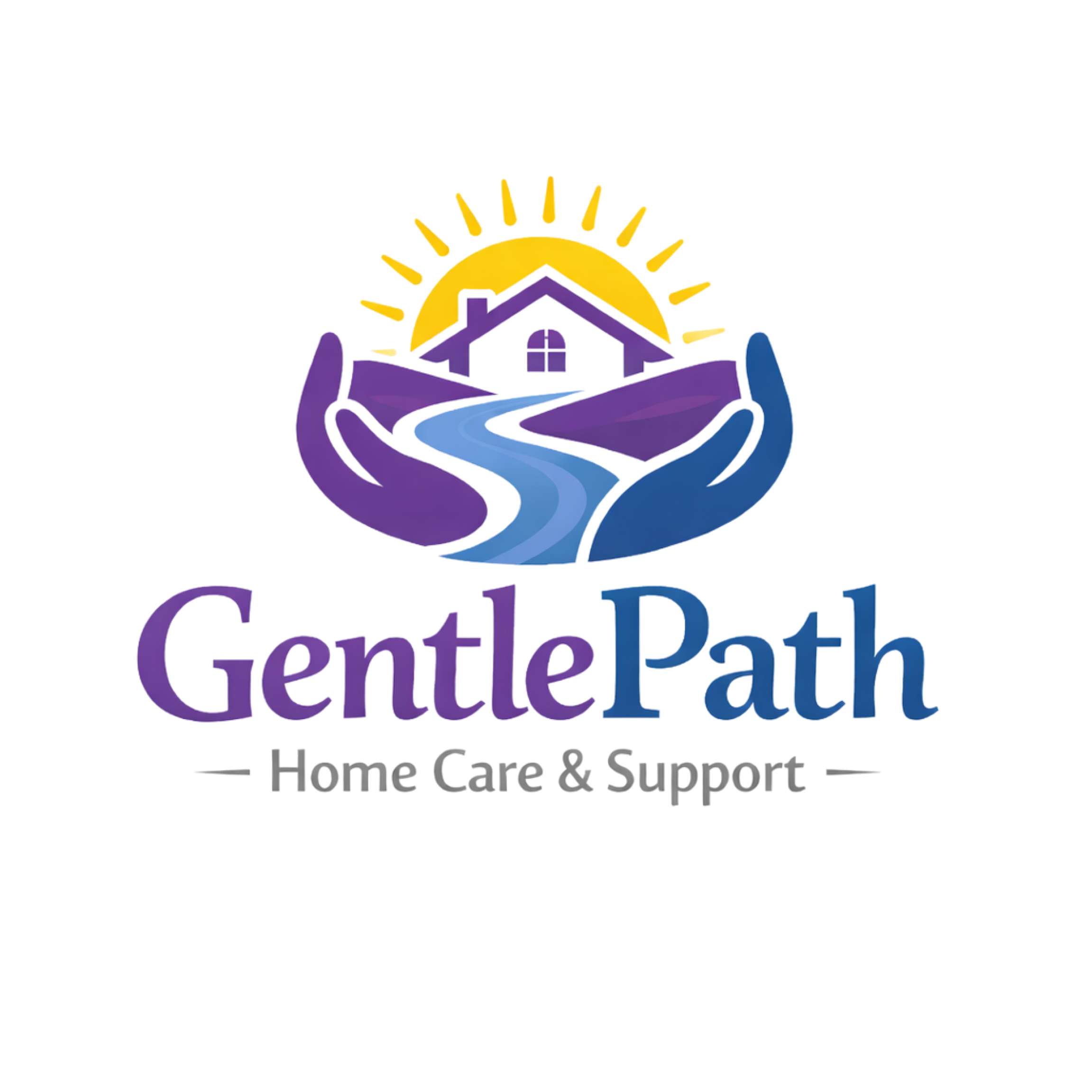 Colorful logo with a house and sun, featuring the text 'GentleL A' and 'Home Care & Support' beneath.