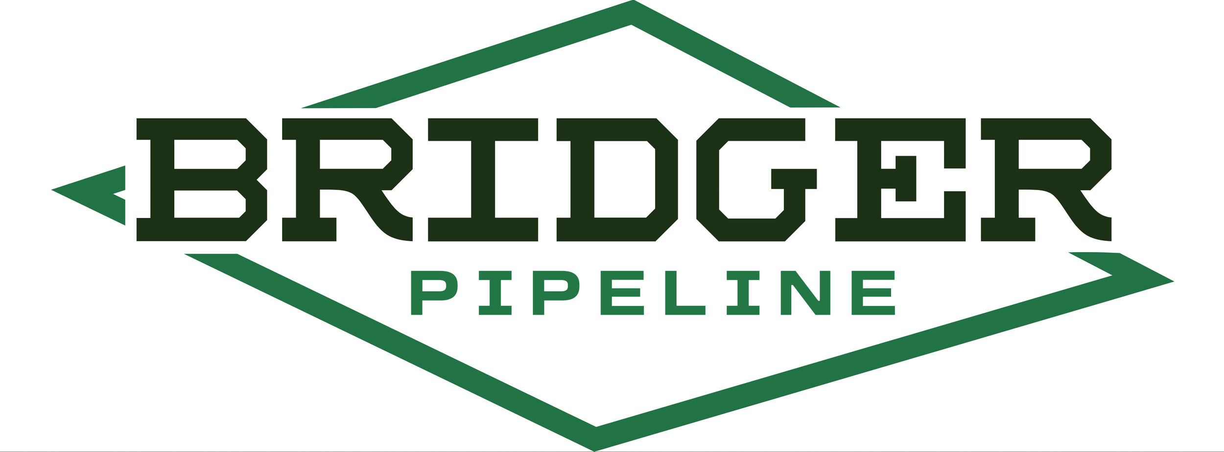 Logo for Bridger Pipeline with stylized text and green geometric design.