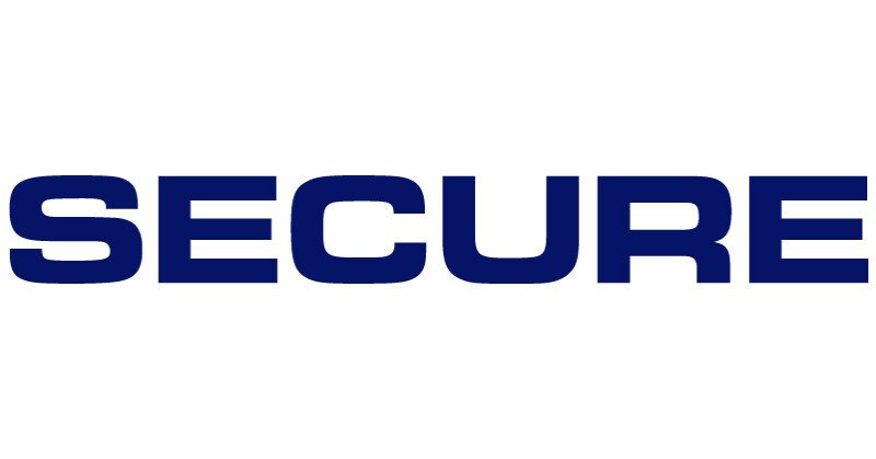 The word 'SECURE' written in bold, dark blue capital letters on a white background.