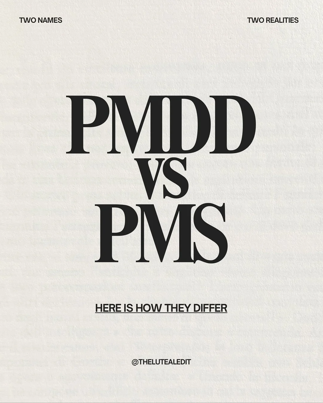 PMDD and PMS are often spoken about as if they&rsquo;re the same thing, but they&rsquo;re not.

Both show up before a period, but the difference is in the intensity, impact, and what&rsquo;s happening inside the body.
Where PMS is common and uncomfor