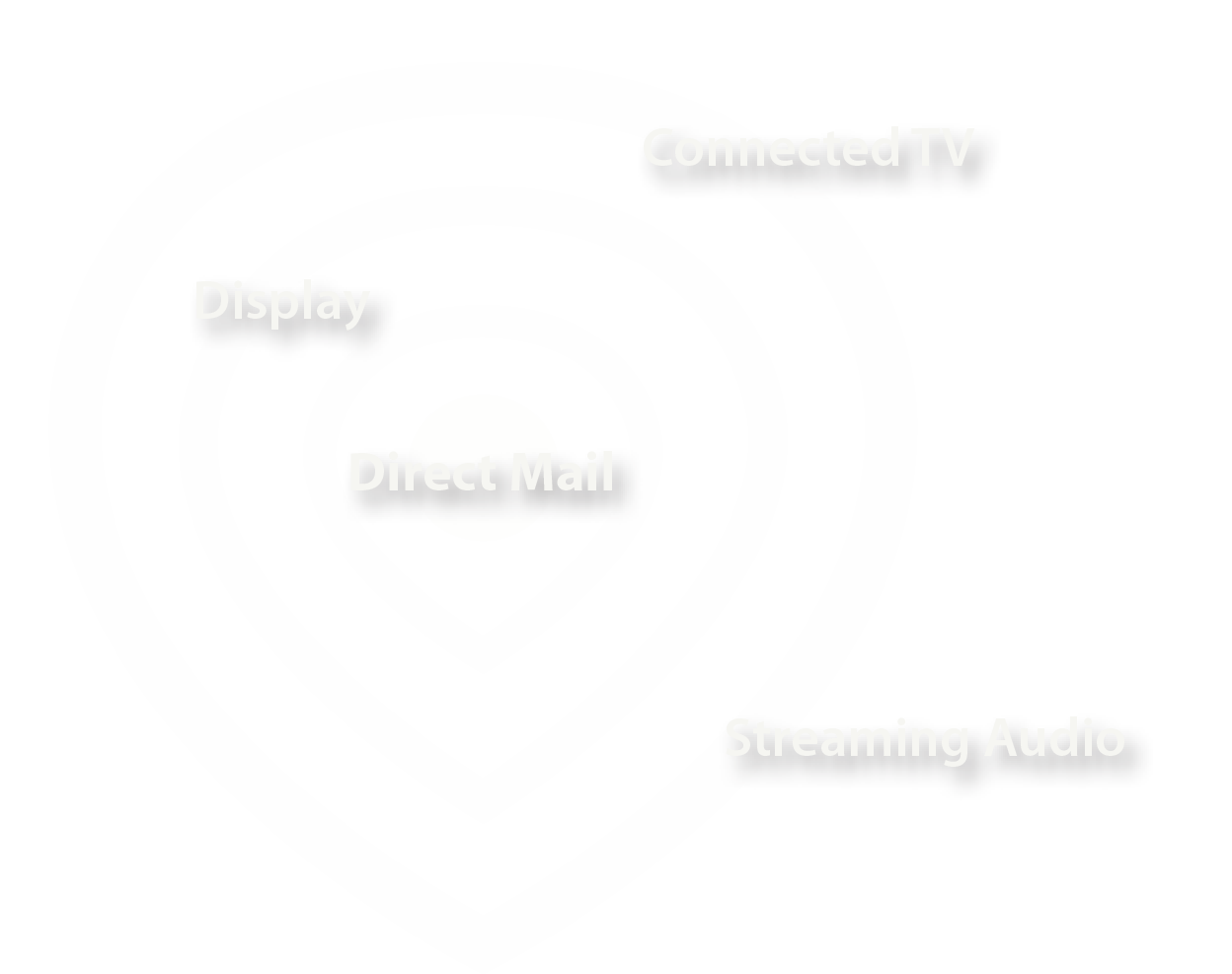 Media ecosystem showing omnichannel approach, including Connected TV, Display, Direct Mail, and Streaming Audio.