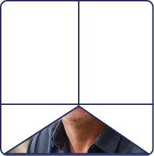 Geometric drawing of an outline square with sections divided by vertical, horizontal, and diagonal lines.