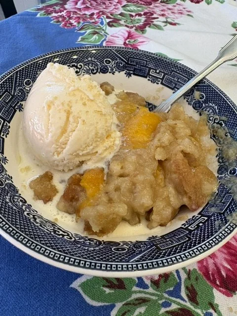 MawMaw’s Peach Cobbler with Van’s Gluten Free Waffles