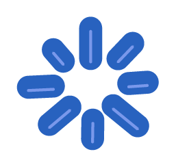 Loading or buffering icon with blue dots arranged in a circle.