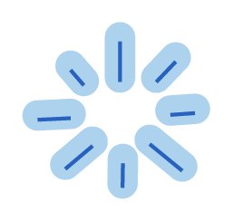 Loading or buffering icon with blue and dark blue segments on a black background.