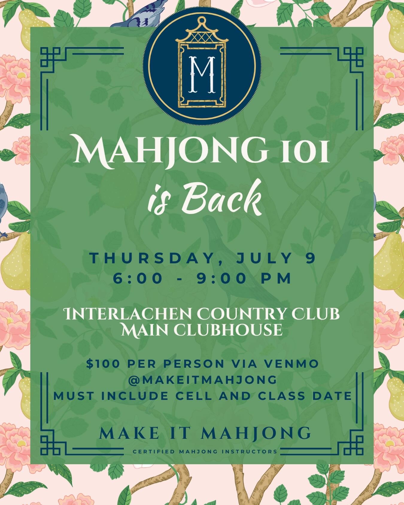 You asked and we answered!! Posting two more summer 101 classes for you!! Come learn to play from the ladies who have taught over 550+ women in the last year and a half alone!! We can&rsquo;t wait to see you at our tables!! Bird Bam Cheers!! 

Orland