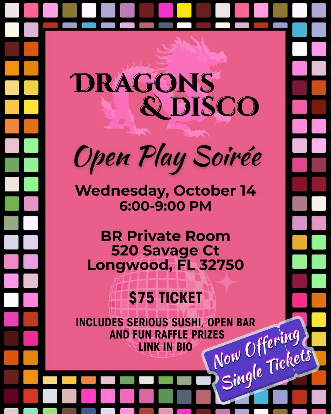 By popular demand&hellip;. Now offering SINGLE TICKETS!! Ticket includes serious sushi, open bar and super groovy raffle prizes!! A limited amount of tickets remain, as this is a slightly smaller blowout than the Farmers Market events. Come Boogie wi