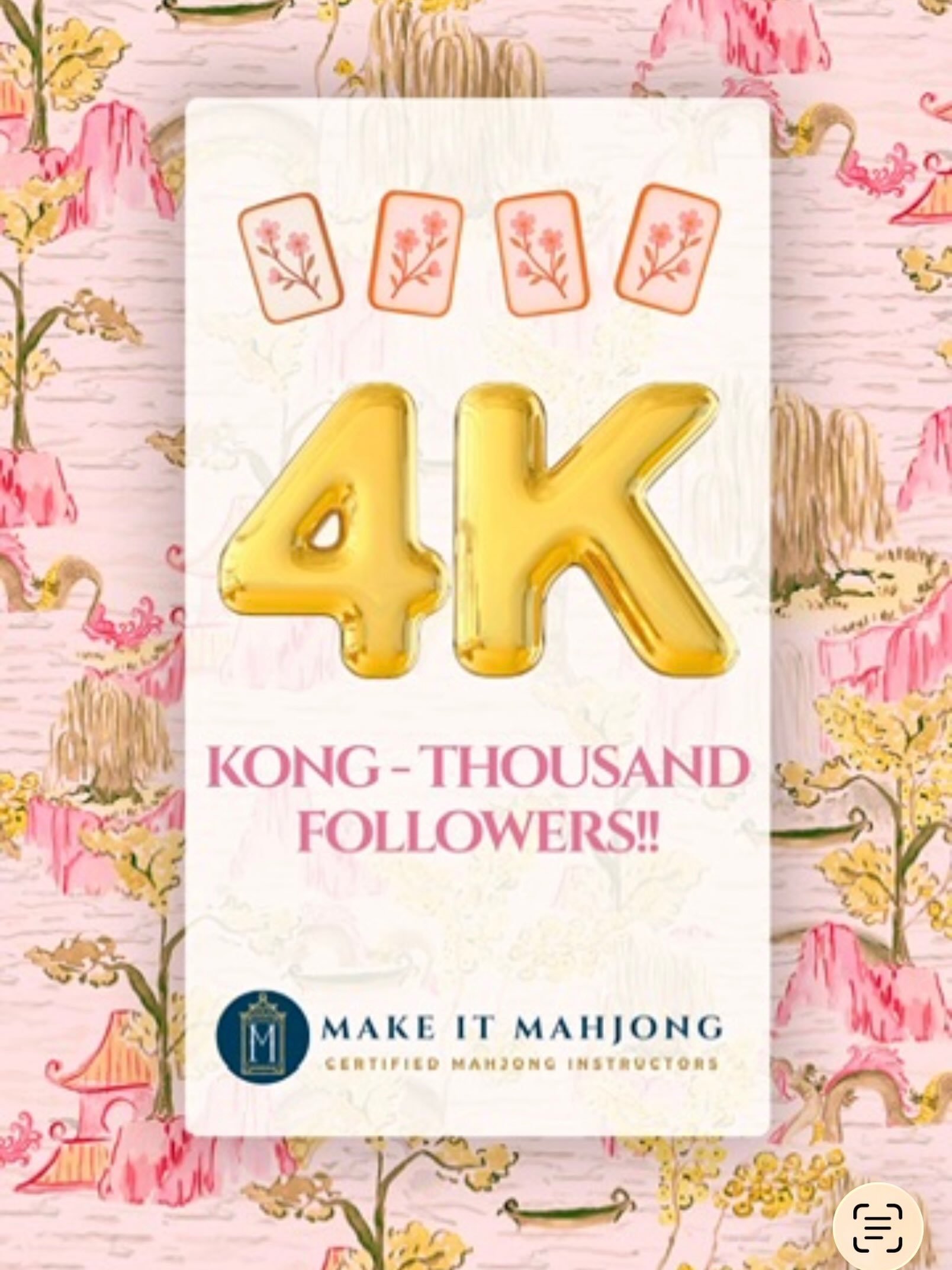 In Mahjong-speak, we hit Kong-Thousand followers!! we are grateful for each and every follower, every friend, every bird bam, every joker, every Mahjong, and every class or event with this special community we love so much. Thank you for loving us so