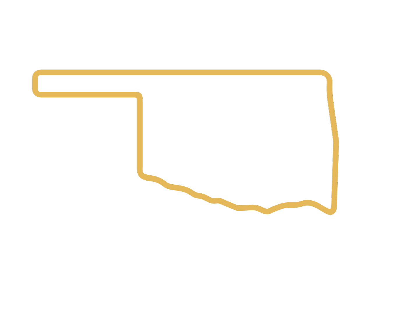 Gold outline of the state of Oklahoma.