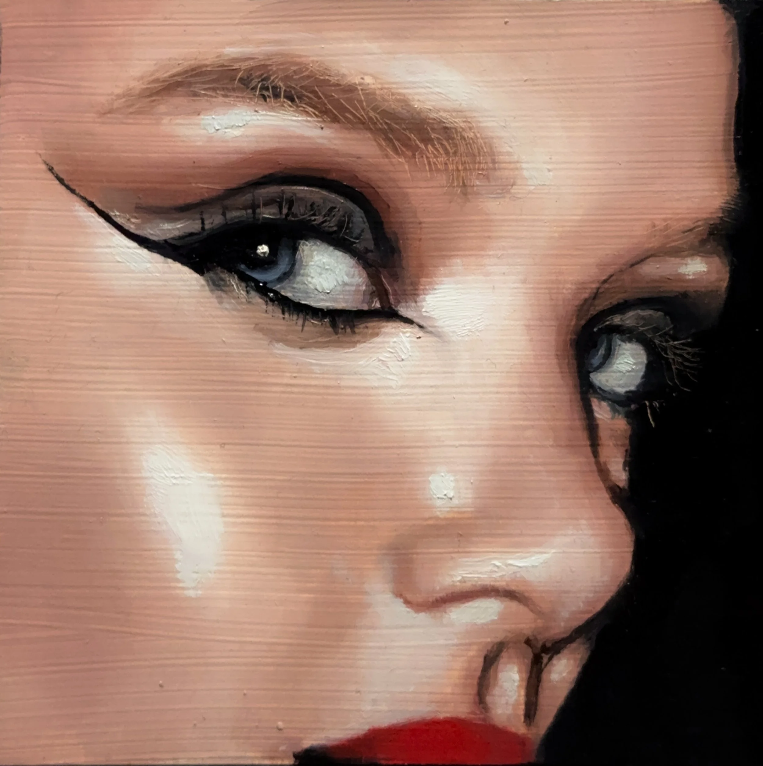 "Black Dove", Oil on Panel, 4"x4"