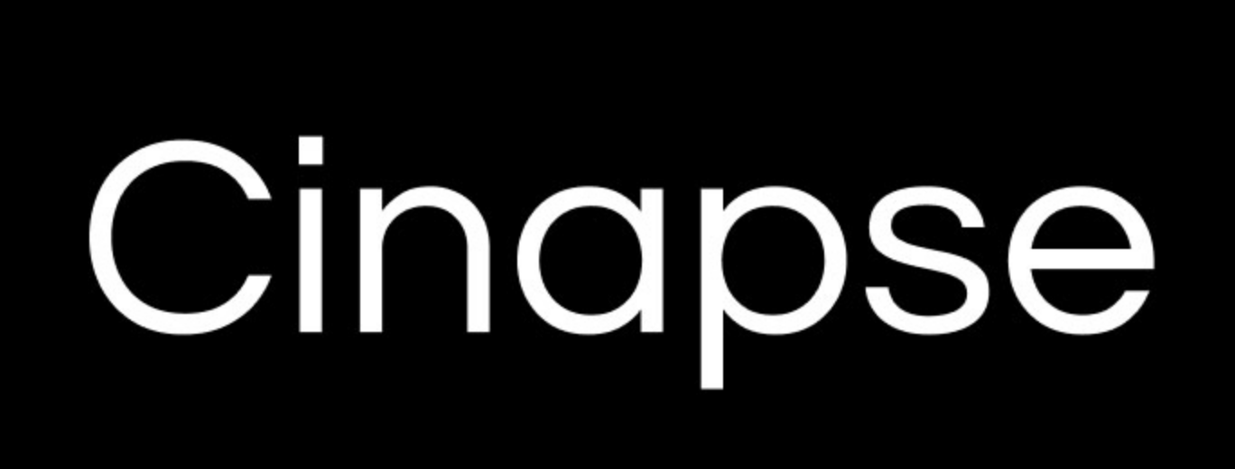 Black background with the word 'Cinapse' written in large white letters.