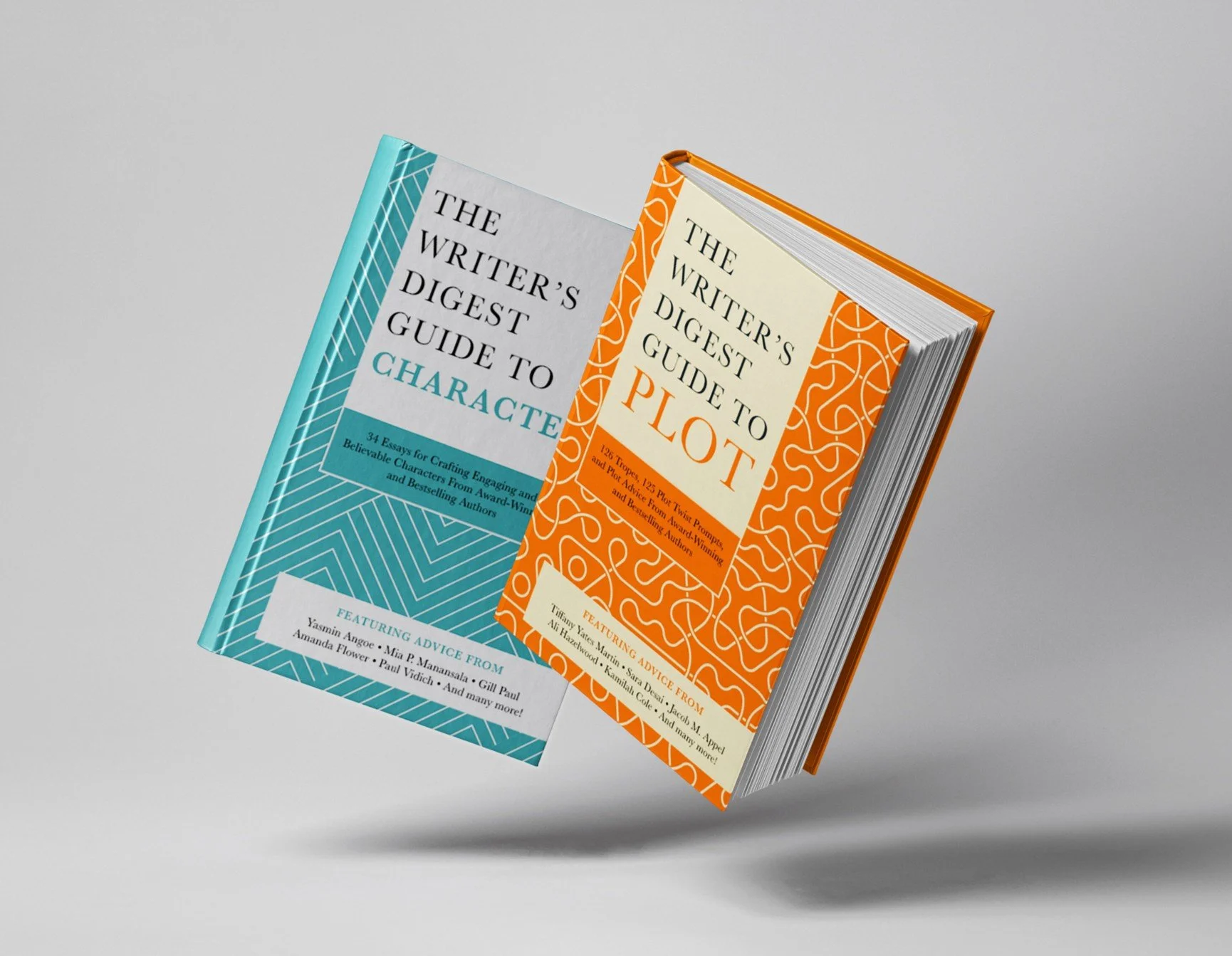 2 floating Writer's Digest Guide books