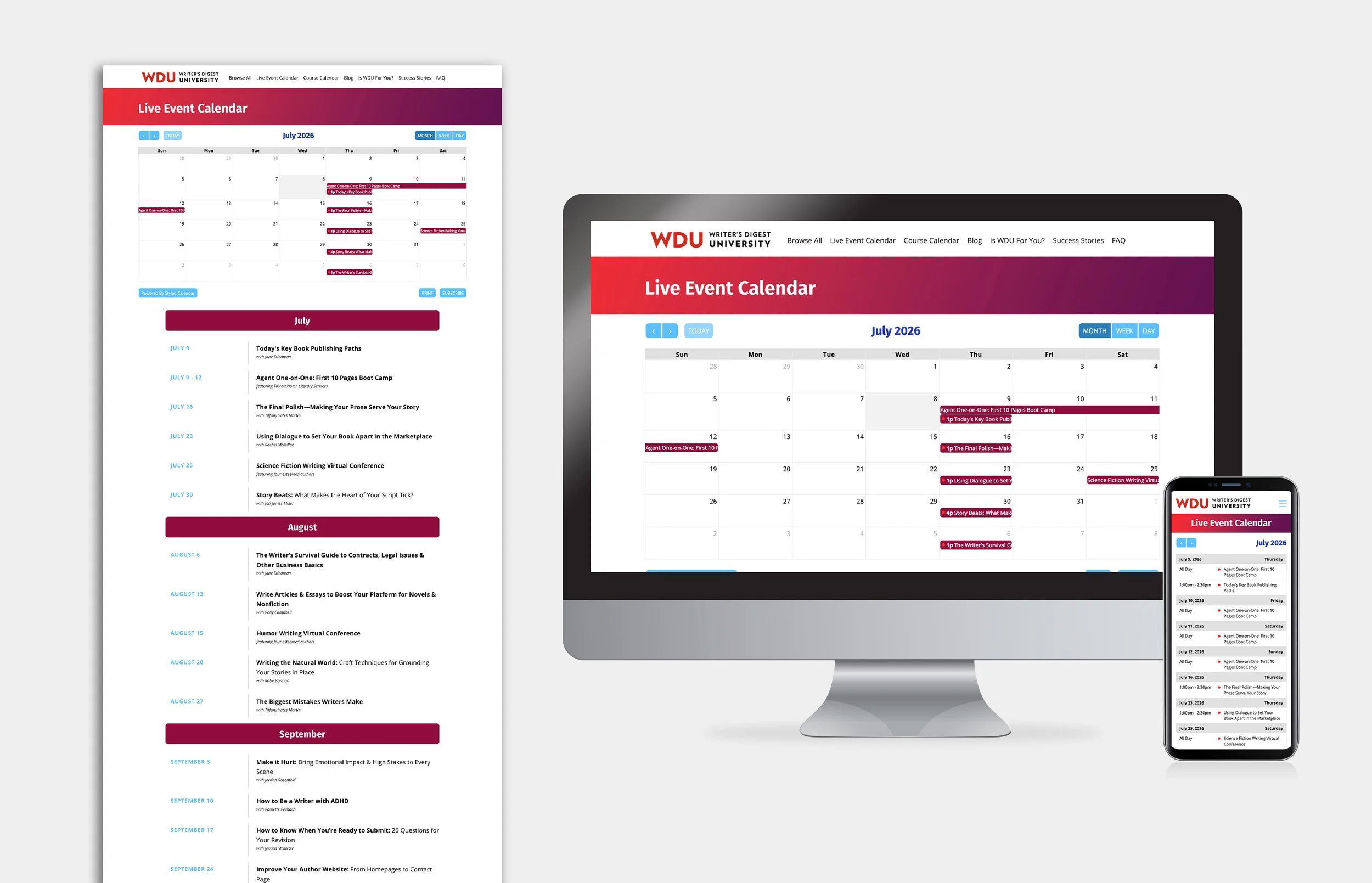 WDU Live Events Calendar