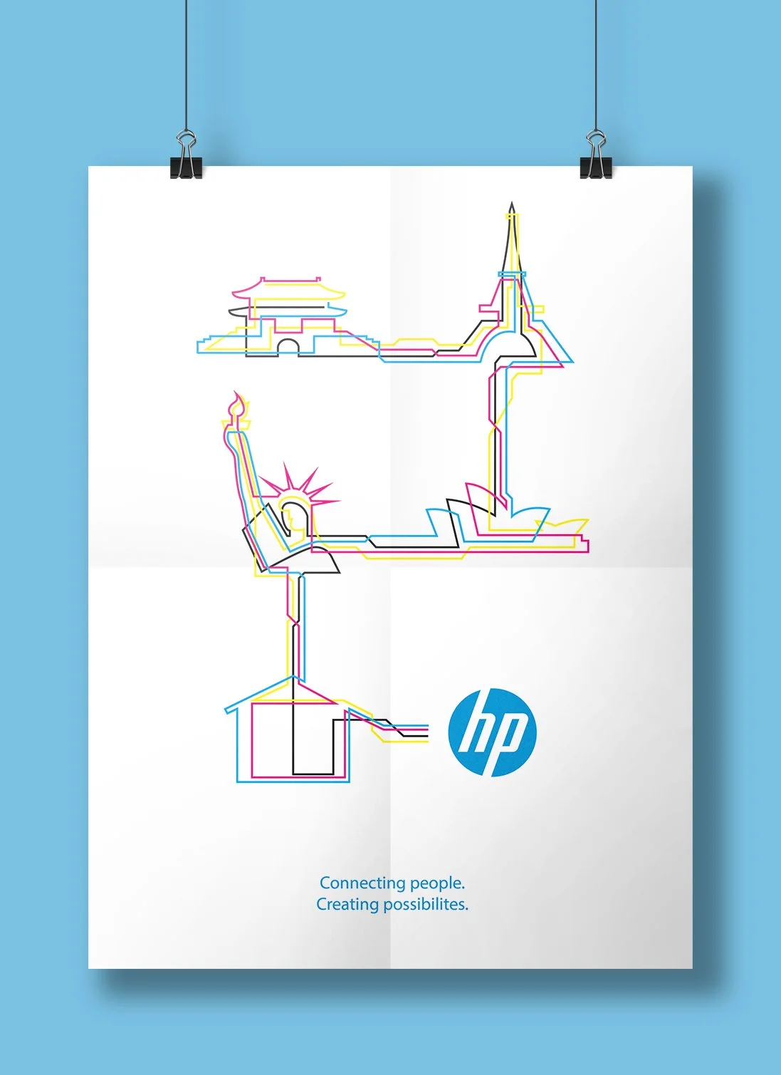 HP Poster with International Landmarks