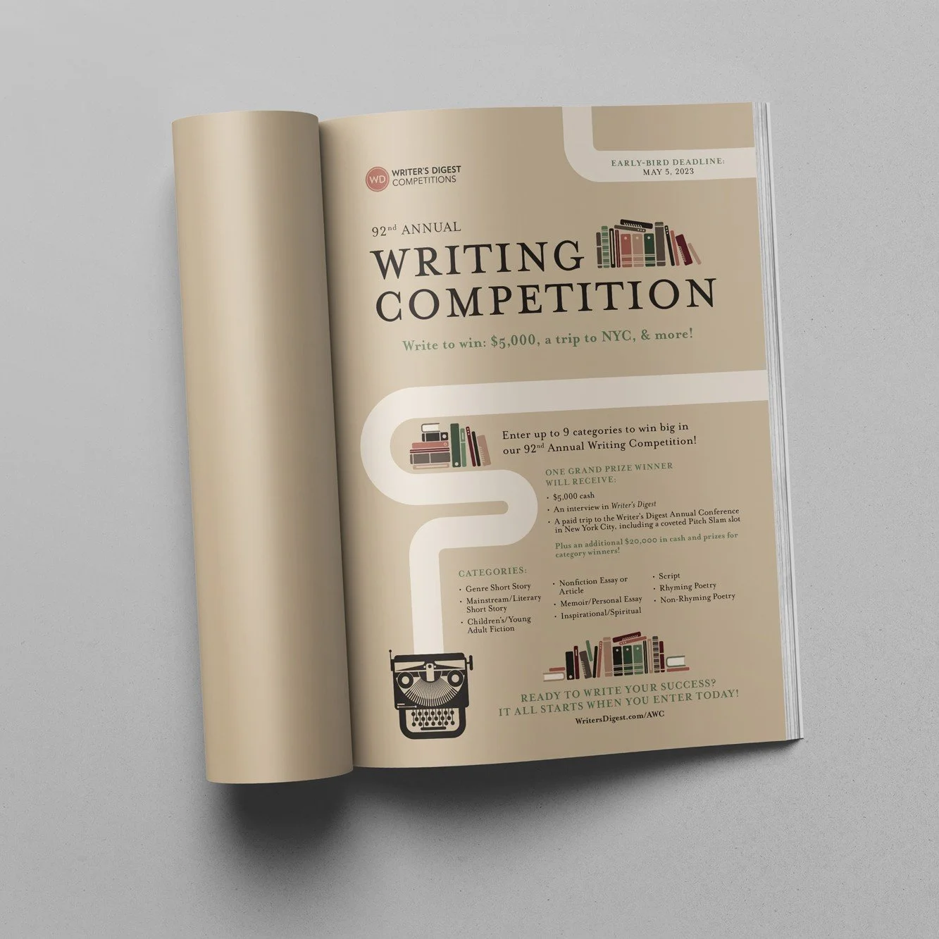 WD 92nd Annual Writing Competition 2023 Print Ad