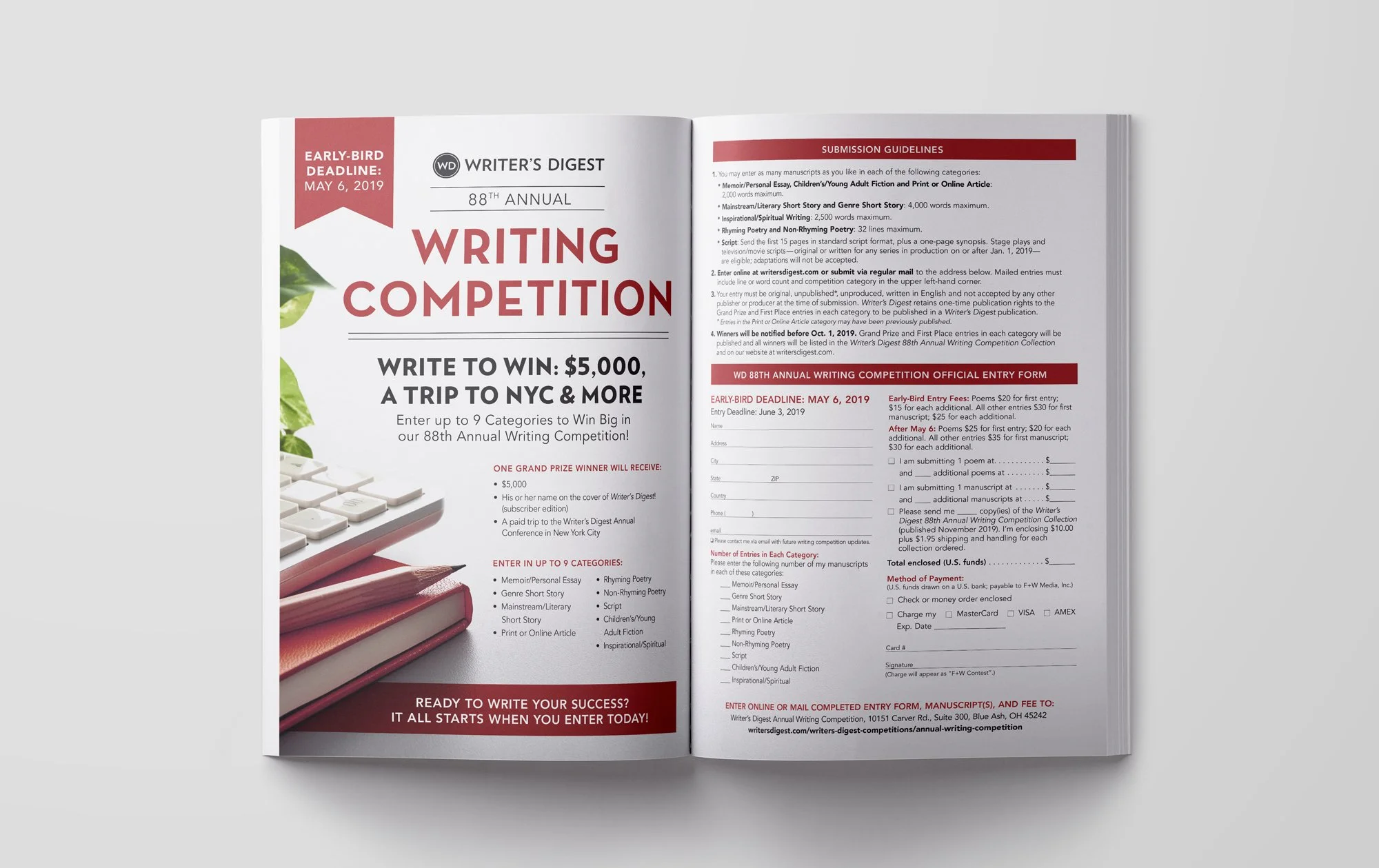WD 88th Annual Writing Competition 2019 Print Ad