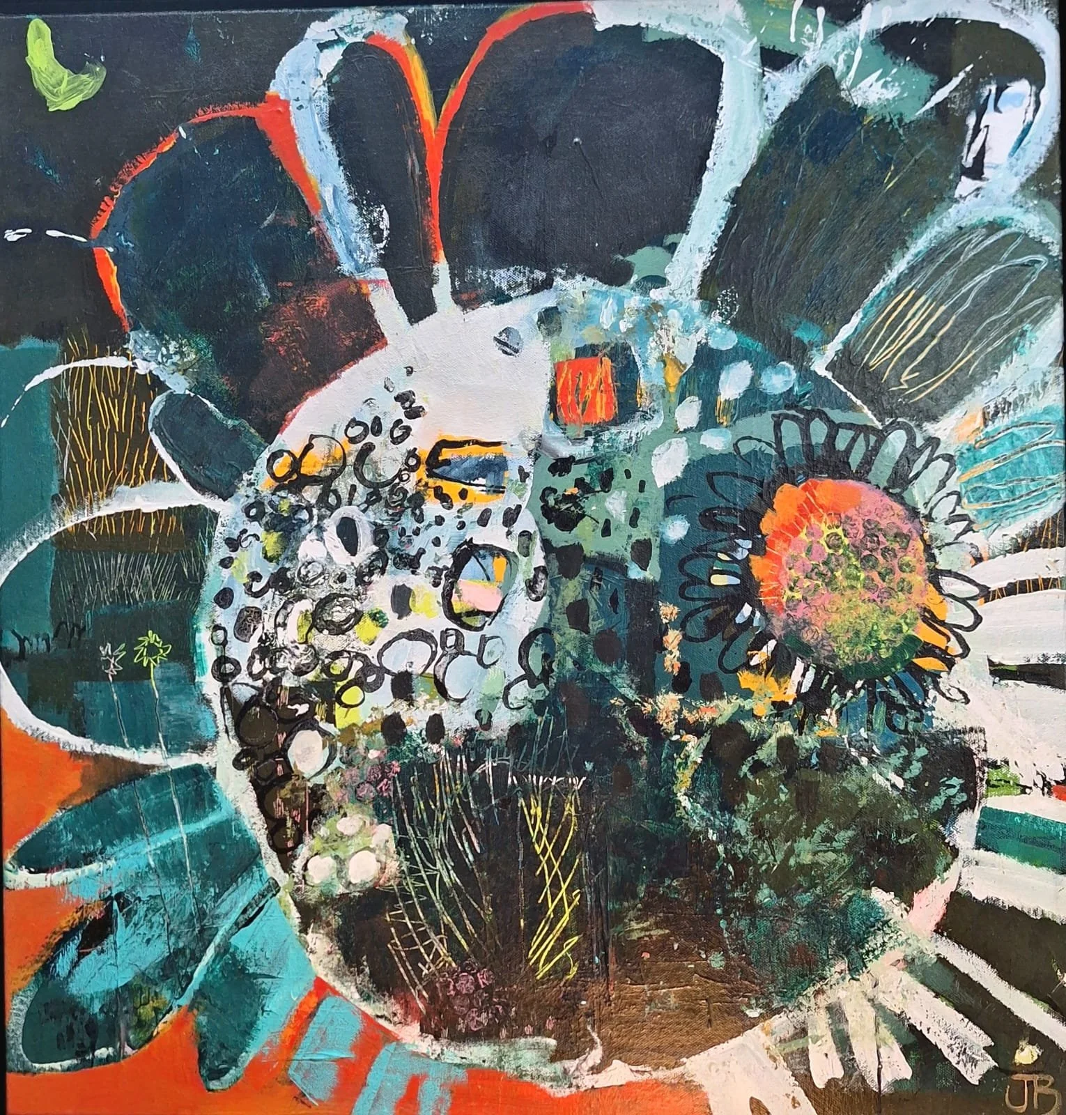 A Field of Marigolds | Mixed Media on Canvas | Framed | 65 x 65 | £825