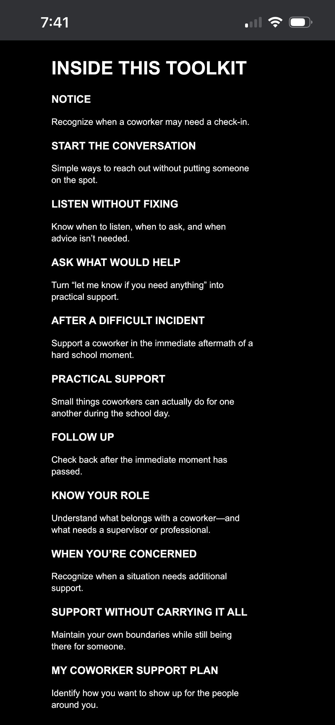 In Your Corner: A Toolkit for Supporting a Coworker