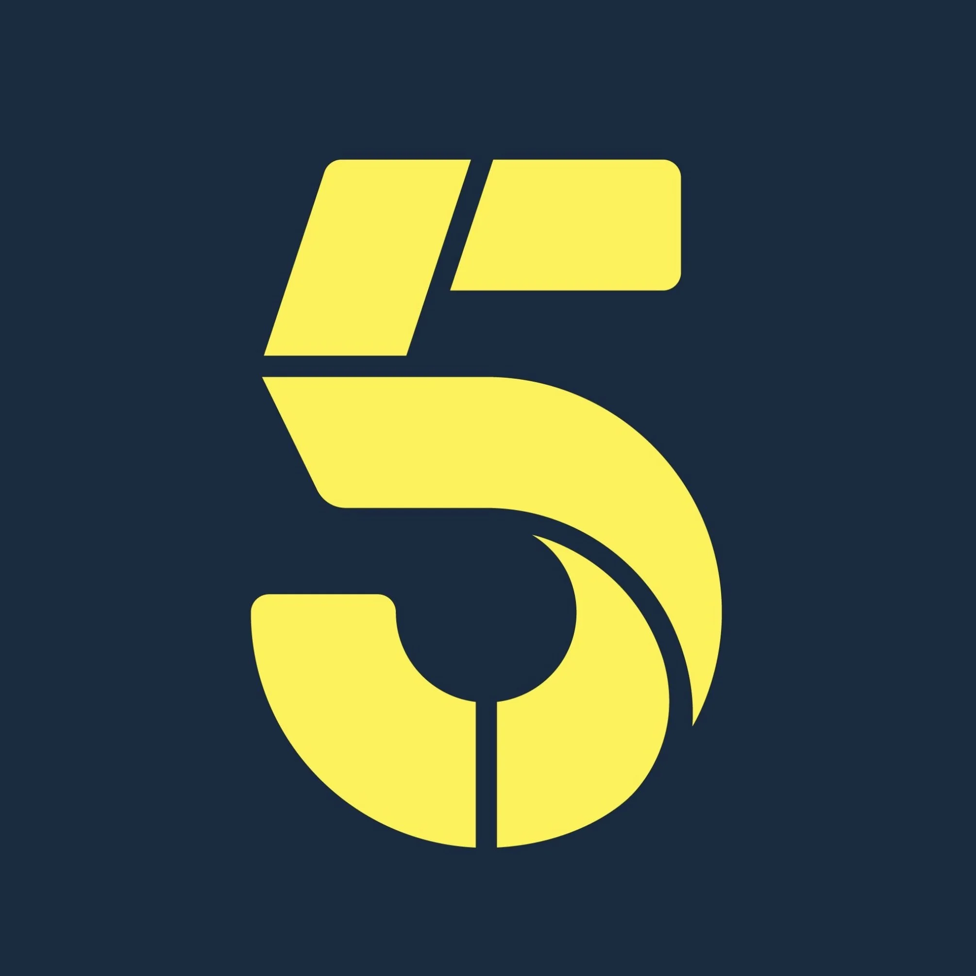 A dark background with a stylized yellow emblem resembling a letter 'G' and a geometric shape.