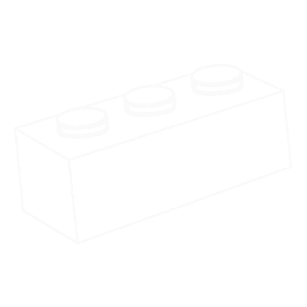 White outline of a LEGO brick with three studs against a black background.