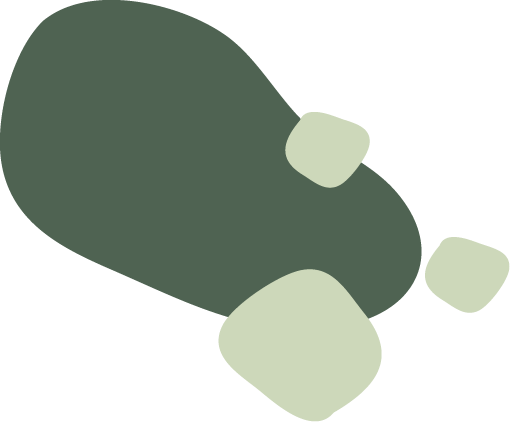 Illustration of abstract shapes resembling stones or pebbles in shades of green and gray.