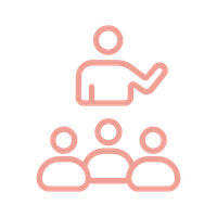 Icon of a person speaking to a group of three people.
