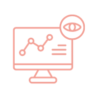 Line graph and data analysis icons on a computer screen