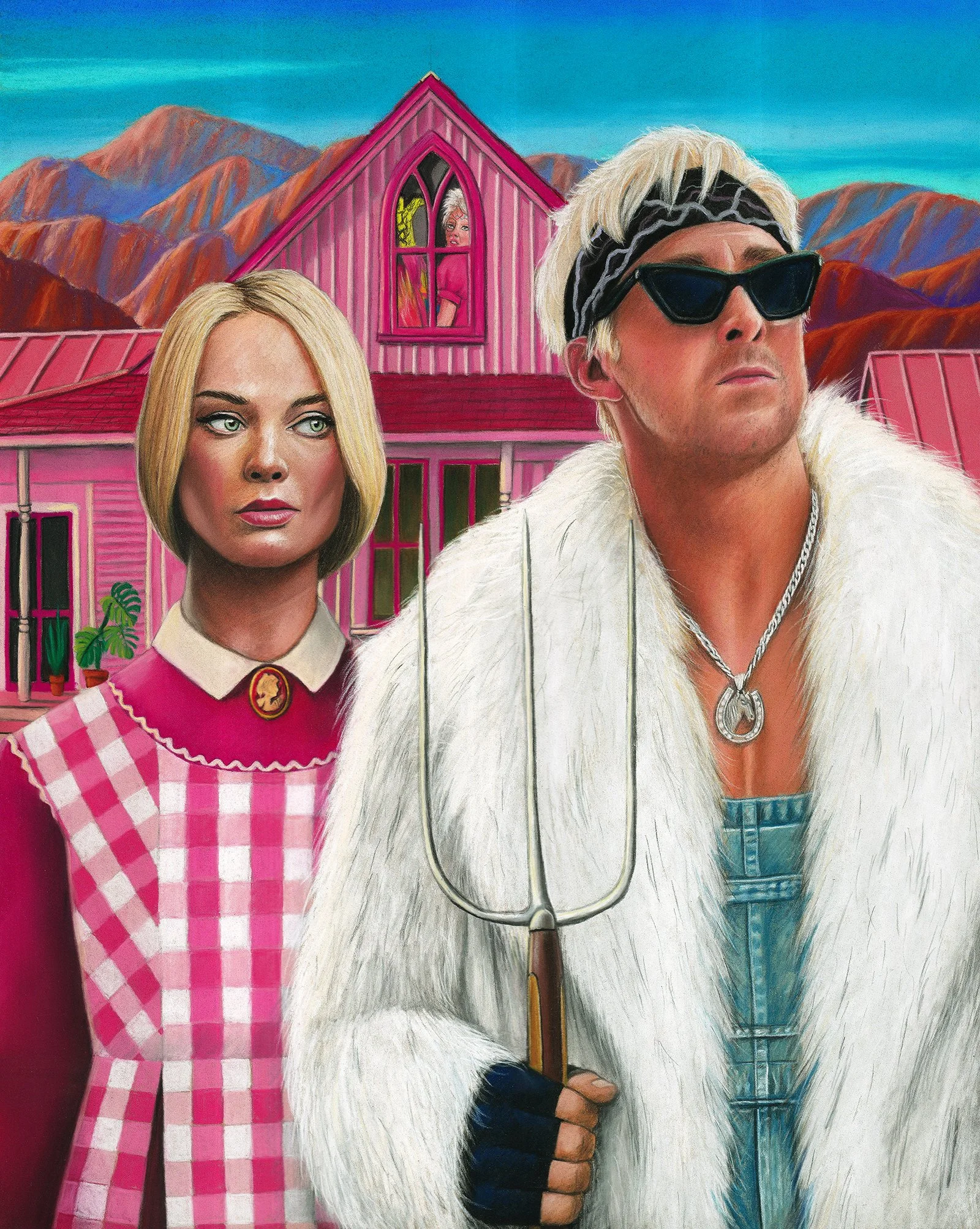 American Gothic Barbie, Pastel pencil drawing.jpg